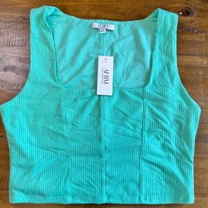 AFRM Top Double Lined Green Mesh Corset Square Neck Sleeveless Tank Coquette NWT